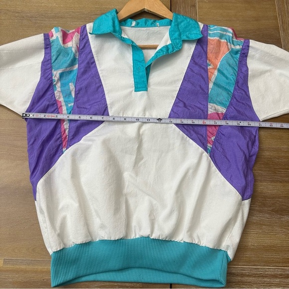 Vintage 80’s 90’s Women’s Color Block Polo Short Sleeve Banded Shirt See Pics - Picture 6 of 8